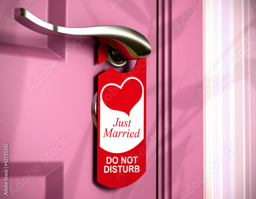 Illustration: just married, door hanger, honeymoon just married, door hanger, honeymoon