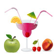cocktail with cherry by peach and apple