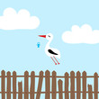 Tall Flying Stork Blue Pacifier Fence Blue
