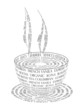 An illustration of Coffee cup made with text