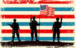 American soldier standing with American flag