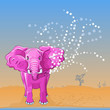 vector of the pink elephant pours water from the trunk