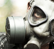 soldier with gas mask