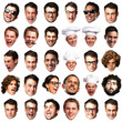 big collection of person faces over white background