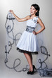 Foto: beautiful bride is standing in wedding dress beautiful bride is standing in wedding dress