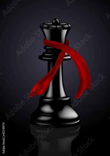 Vector: Black Chess Queen with a Fashion Scarf - Vector Illustration Black Chess Queen with a Fashion Scarf - Vector Illustration
