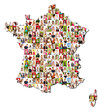Foto: map of france and corsica with a lot of people portraits map of france and corsica with a lot of people portraits