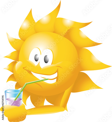 Vector: sun drinking soda sun drinking soda