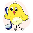 Vektor: chicken cooking in kitchen. cartoon сhef tasting food chicken cooking in kitchen. cartoon сhef tasting food