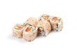 Photo: Uramaki. California salmon. On a white background. Salmon, avoca Uramaki. California salmon. On a white background. Salmon, avoca