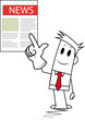 Square guy showing newspaper.