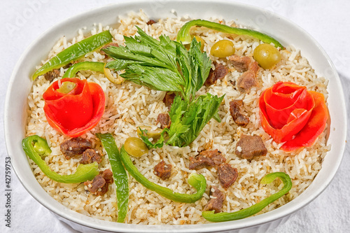 Photo: Rice with meat and vegetables Rice with meat and vegetables