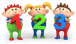 school kids with 123 numbers