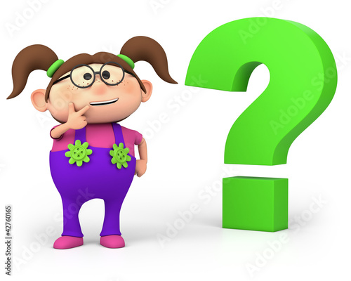 Illustration: girl with question mark girl with question mark