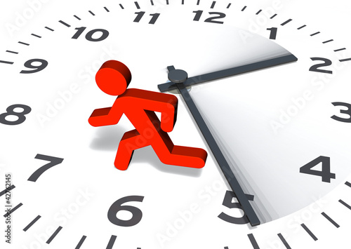 Illustration: Figur & Uhr: Von der Zeit gejagt Figur & Uhr: Von der Zeit gejagt