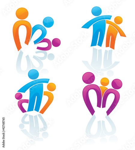 Vetor: happy family in bright color happy family in bright color