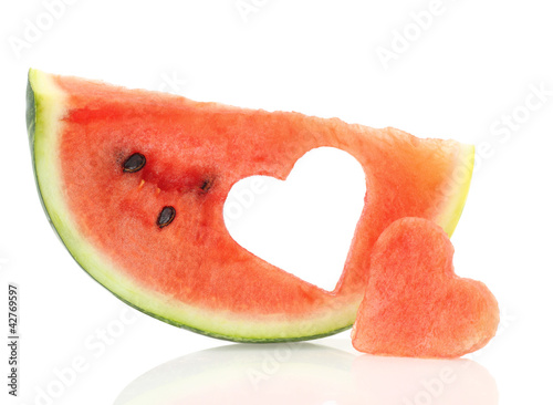Photo: Watermelon slice with heart shape hole Watermelon slice with heart shape hole