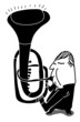 Vector: trumpeter play a weird trumpet trumpeter play a weird trumpet