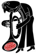 Vector: trumpeter play his instrument trumpeter play his instrument