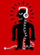 Vector: man listening music with headphones and player man listening music with headphones and player