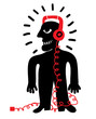 Vector: man listening music with headphones and player man listening music with headphones and player