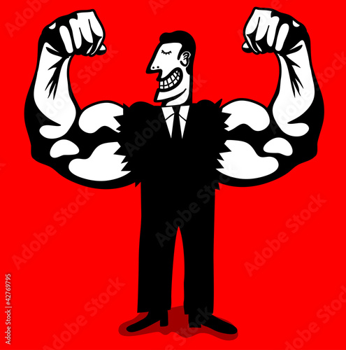 Vector: businessman with strong arms businessman with strong arms