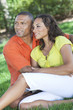 African American Woman & Man Couple Outside