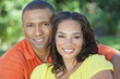 African American Woman & Man Couple Outside