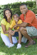 African American Family Mother Father Son Outside