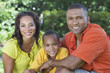 African American Family Mother Father Son Outside