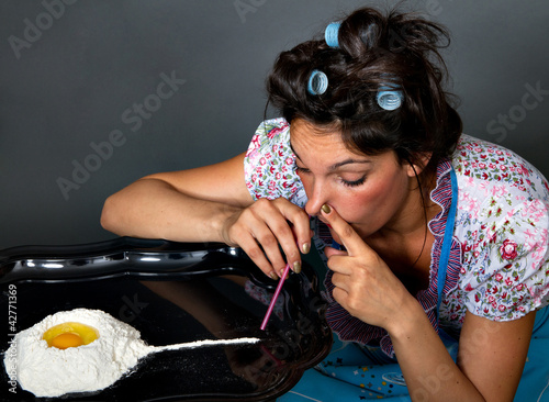 Photo: cocaine sniff of a crazy woman cocaine sniff of a crazy woman