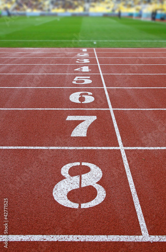 Photo: Starting grid of race track at a stadium Starting grid of race track at a stadium