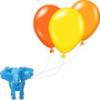 Vektor: Vector blue African elephant with multi-colored balloons Vector blue African elephant with multi-colored balloons