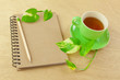 Photo: Recycle notebook and wooden pencil Recycle notebook and wooden pencil