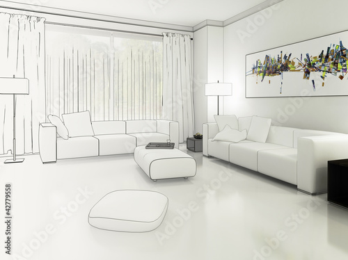Illustration: Apartment in Weiß (Zeichnung) Apartment in Weiß (Zeichnung)