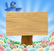 Blue bird wooden nature sign