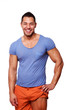 Portrait of sexy man posing in studio on white background