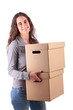 woman with cardboard