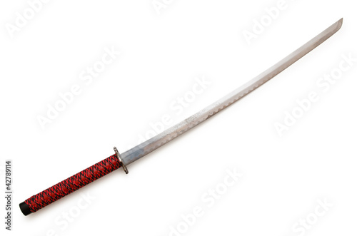Photo: Japanese sword takana isolated on white Japanese sword takana isolated on white