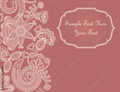 Vektor: Vintage card with floral pattern and a place for text Vintage card with floral pattern and a place for text