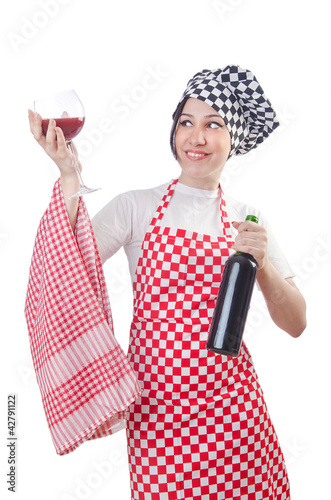 Foto: Woman cook isolated on the white Woman cook isolated on the white