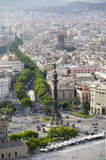 Photo: Aerial view of La Rambla near the waterfront with Columbus statue in Barcelona, Spain Aerial view of La Rambla near the waterfront with Columbus statue in Barcelona, Spain
