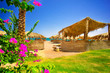 Fine flowers and exotic beach.