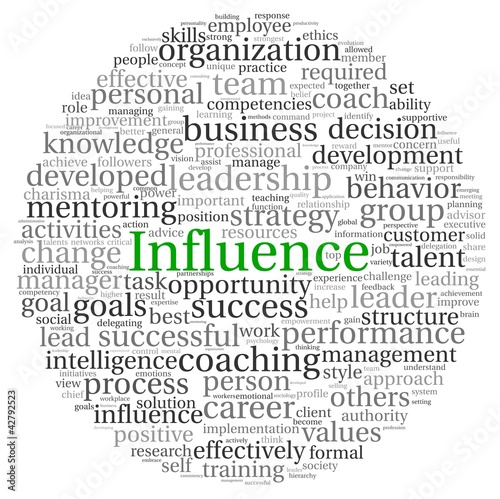 Illustration: Influence concept in word tag cloud Influence concept in word tag cloud