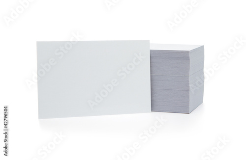 Photo: Stack of blank business cards isolated on white background with Stack of blank business cards isolated on white background with