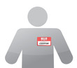 people icon name tag with word change over white