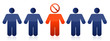 Row of people with do not sign illustration design