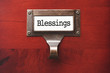 Lustrous Wooden Cabinet with Blessings File Label