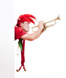 jester blowing trumpet