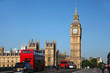 Big Ben with red city bus in London, UK